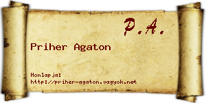 Priher Agaton névjegykártya